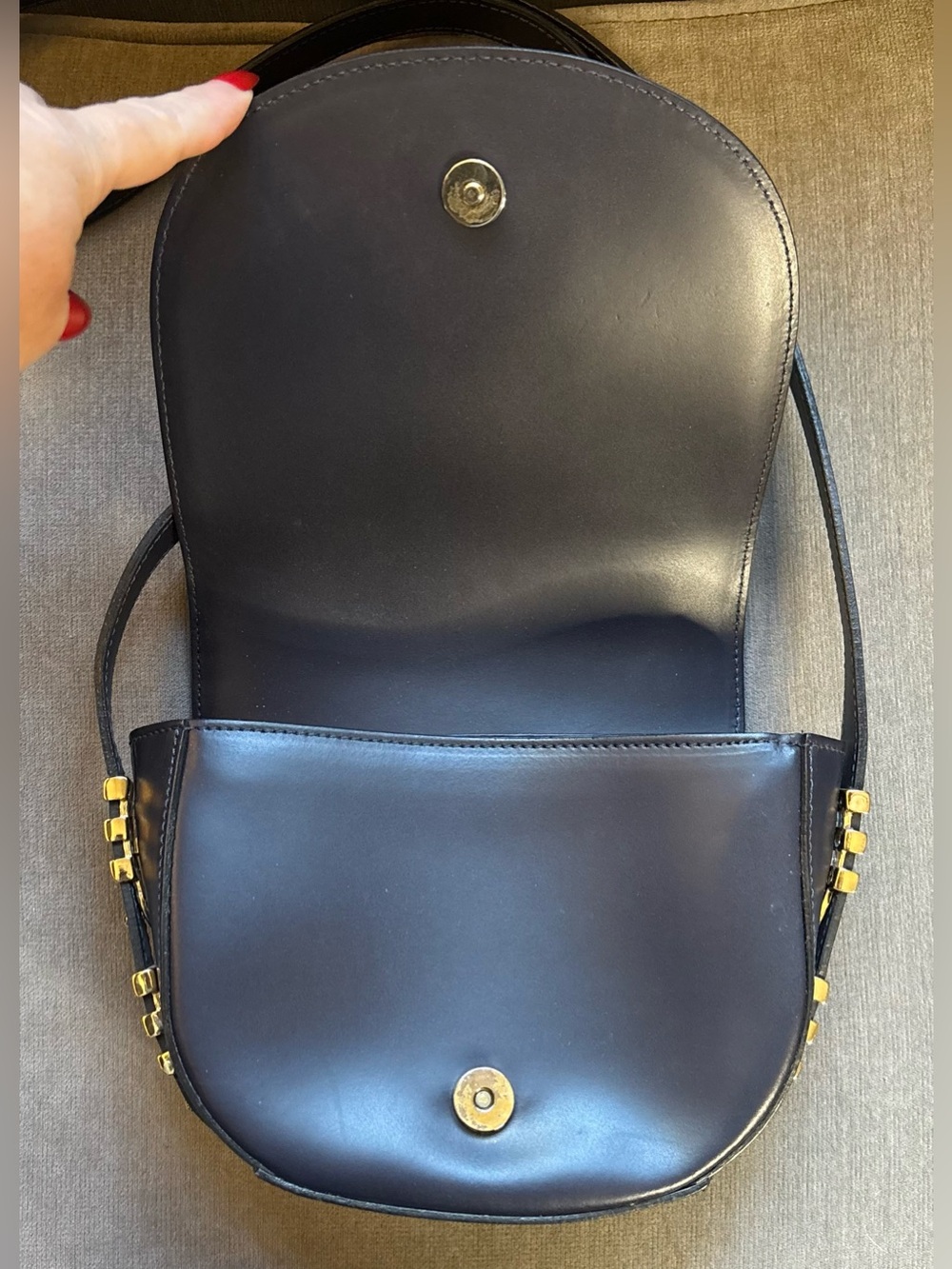 A. Bellucci Dark Navy Leather Crossbody Saddlebag GUC - Beautiful leather*** - Picture 4 of 13